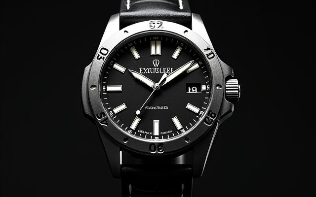 都会の探検家 自動巻き時計の文字盤、ステンレススチールケースと黒のレザーストラップ